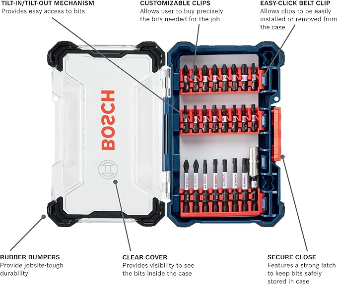 BOSCH 12V Max Cordless Drill/Driver and Impact Driver Combo Kit with Assorted Impact Tough Screwdriving Custom Case System Set