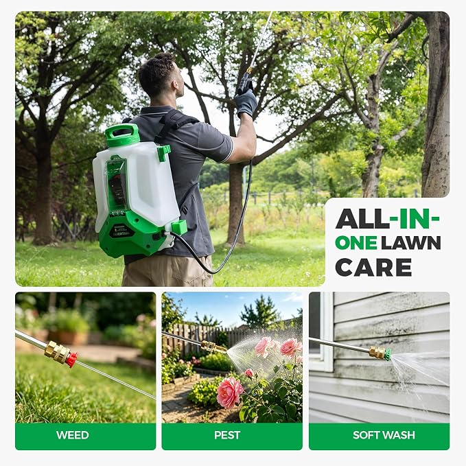 Inventor Flex6 Upgraded, 4 Gallon Battery Powered Backpack Sprayer with 6-Gear Lightweight Sprayer for Lawn, Garden, Patio, Plant Watering