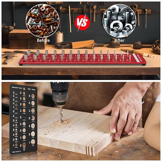 Thread Checker 2 PCS, Nut and Bolt Thread Checker, Aluminum Bolt Size and Thread Gauge, Bolt Size Finder, Wall Mountable or Flat Bolt Thread Identifier with Inch and Centimeter Scale