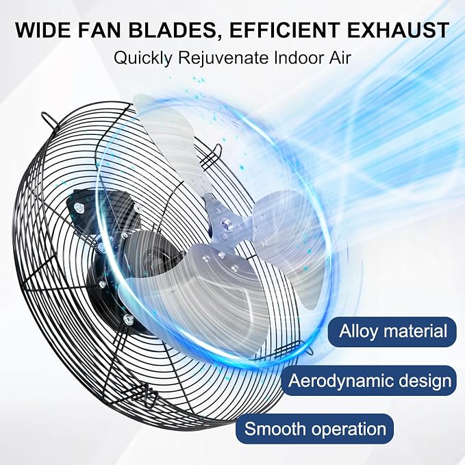 Criditpid 14 Inch Wall Mounted Shutter Exhaust Fan with ON/OFF Switch, High-Speed, Low-Noise Pure Copper Motor, Wall Exhaust Fan for Gable, Shed, Garage, Greenhouse, Kitchen, Attic, 1088CFM, 1450RPM.