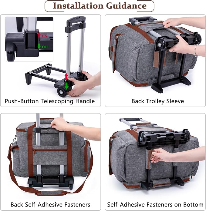 AMOIGEE Rolling Sewing Machine Case with Wheels – Sewing Machine Bag with Detachable Wheels Frame, Trolley Tote with Removable Padding,Fits Most Standard Machines Compatible with Singer,Brother,Janome