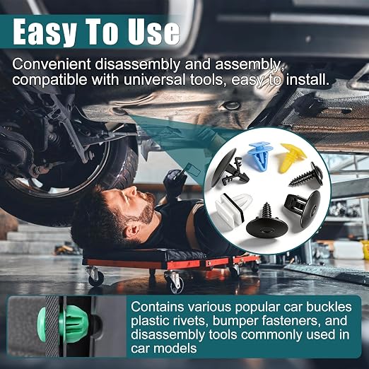mxuteuk 285PCS Automotive Plastic Fasteners & Bumper Clips, 26 Size Car Retainer Fender Nylon Rivets with Cable Ties & Removal Tool Compatible with Honda and Acura