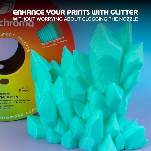 Polymaker Panchroma Celestial PLA Filament 1.75mm for 3D Printer, Green | Neatly Wound Glitter PLA for Easy Print & Smooth Feeding, Compatible with Bambu Lab & Most 3D Printers