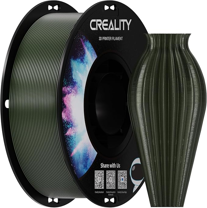 Creality PETG Filament 1.75, 3D Printer Filament, Excellent Toughness High Precision, Odorless Non-Toxic Moistureproof, 1kg(2.2lbs) Glossy 3D Printing Filament for 3D Printer (Army-Green)