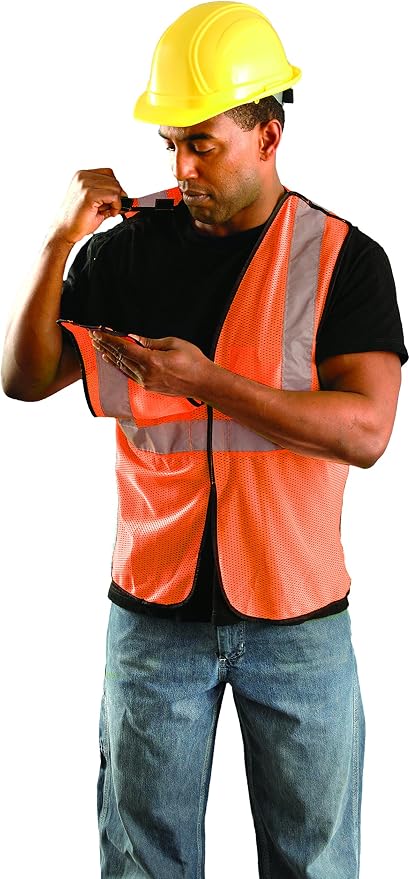 OccuNomix ANSI/ISEA 107-2020 Class 2 Type R Mesh Surveyor Vest - Reflective Safety Vest with Pockets, Dual Sizes (S/M-4X/5X)