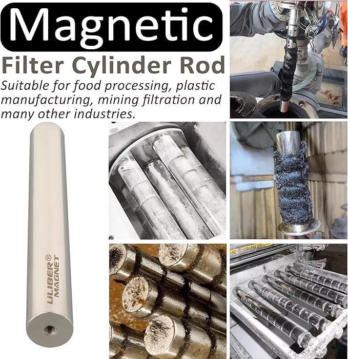 ULIBERMAGNET Magnetic Filter Rod,12000 Guass Neodymium Magnets Rod, Super Strong Magnetic Filter Cylinder Bar for Filter Dry Powder, Oil Filter, Iron Slag, Magnetized Water Impurity