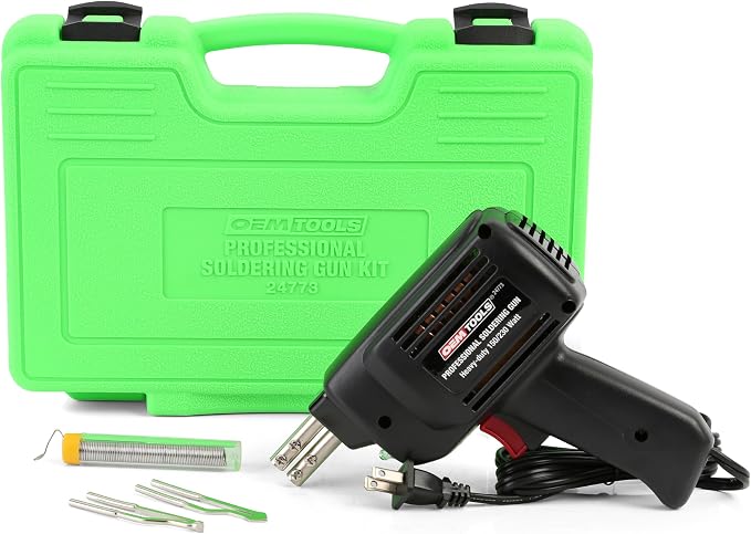OEMTOOLS 24773 Professional Soldering Gun Kit with Case, Includes 2 Soldering Gun Tips and Rosin Core Solder, Automotive and Electronic Soldering Kit