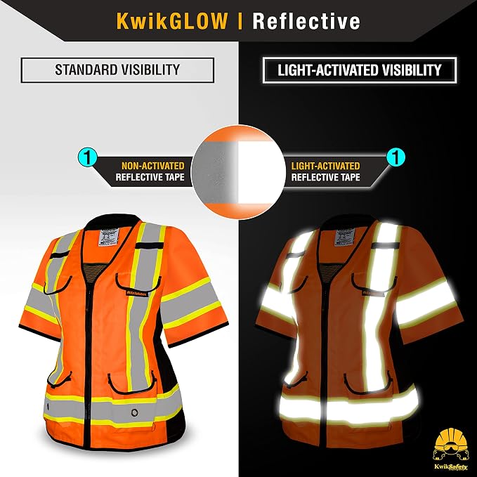 KwikSafety - Charlotte, NC - GODMOTHER Class 3 Safety Vest for Women - LOOSE FIT - ANSI OSHA Compliant Reflective Work Gear PPE/Orange XS