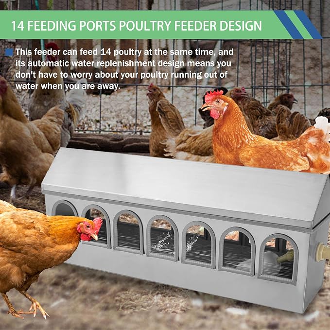 Automatic Chicken Waterer Stainless Steel Pigeon Water Poultry Water Dispenser Automatic Filling Water with Float Valve for Turkey Quail Duck Goose