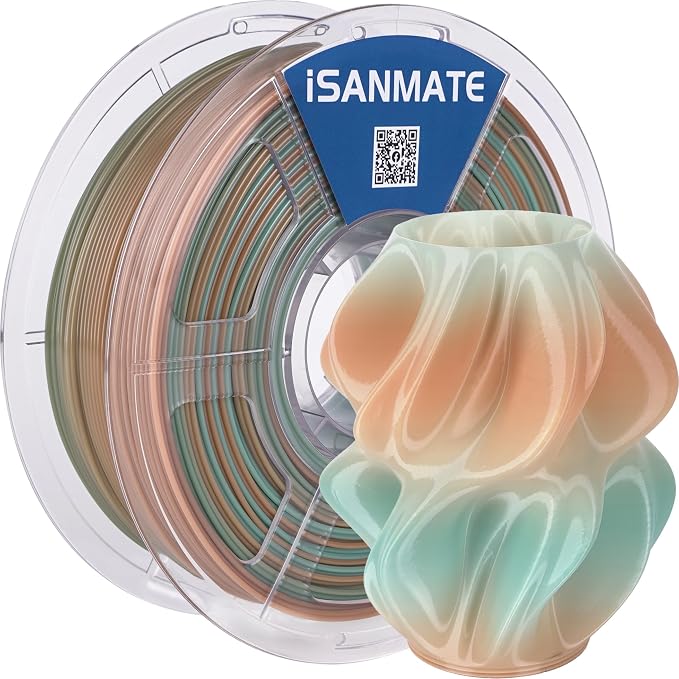 iSANMATE Gradient PETG Filament 1.75mm Translucent Tri-Color High Speed Color Change 3D Printer Filament 50-400mm/s Specifically Designed for Lamps for Bambu Lab 3D Printers(Orange Yellow Blue)