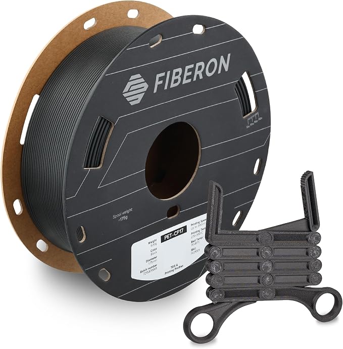Polymaker Fiberon PET-CF17 3D Printing Filament Black 1.75mm 0.5kg, Excellent Stable Stiffness - Fiberon Carbon Fiber Reinforced PET 3D Printer Filament, Ideal for Jigs and Fixtures