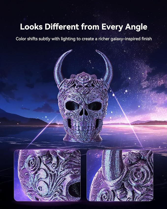 SUNLU Galaxy PLA Filament 1.75mm, Nebula Green, Color-Shifting Pearlescent Glitter PLA 1kg, Light-Activated Shine, Smooth Gloss Finish, Neatly Wound, Fits Most FDM Printers