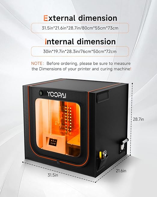 Multifunctional Large Resin 3D Printer Enclosure with Ventilation Kit LED Light, 3D Print Vented Enclosure Eliminate Odors Dustproof Isolate Noise Tent Cover Compatible with LCD Resin UV 3D Printer