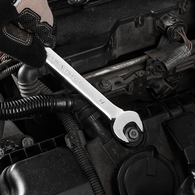 DURATECH 19mm Combination Wrench, Metric, CR-V Constructed with Mirror Polish, 12-Point, 15-Degree Offset