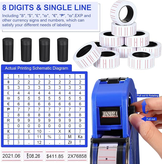 Honoson 1121 Pieces Clothing Price Tag Gun Machine Retail Price Tag Gun Attacher with Label Standard Barbs Metal Needles for Clothes Store Warehouse Consignment Garage Yard(Basic Colors)
