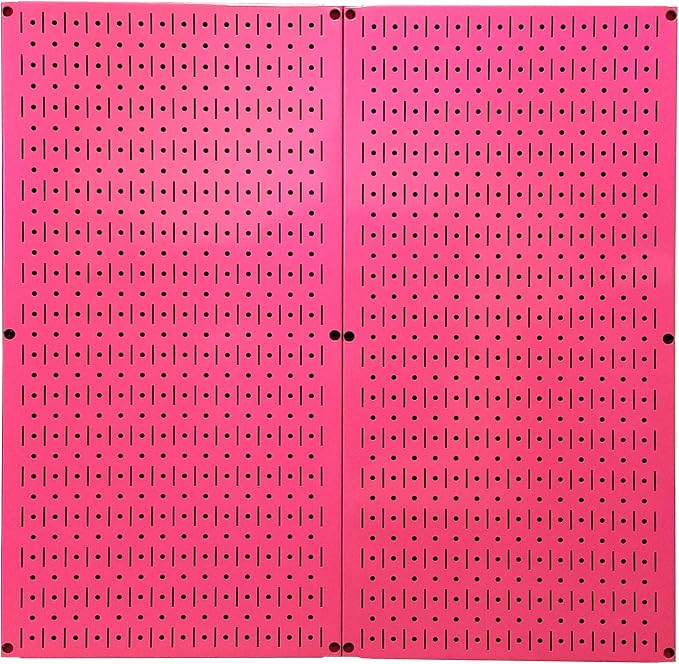 Wall Control Metal Pegboard Pack of Pink Peg Boards - Two 32-Inch Tall x 16-Inch Wide Colorful Pink Pegboard Wall Storage Panels