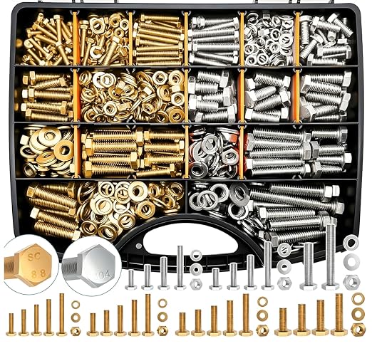 1139Pcs Nut Washer Assortment Kit 1/4-20~1/2-13 | Heavy Duty, Organized Storage Case, Multiple Size Range, Nuts & Washers Included, 15-Compartment Box