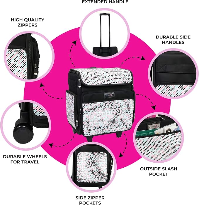 Everything Mary Collapsible Rolling Craft Bag, Pill - Wheeled Scrapbook Tote for Scrapbooking & Art - Travel Organizer Storage Bin for Paper, Glue, Tape - Roller Cart for Teachers & Medical