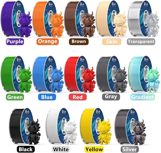 PETG Filament 14KG Color Mix Bundle – 14 Rolls Bundle, 1.75mm ±0.03mm High Precision, High Toughness & Heat Resistance, Compatible with FDM 3D Printers