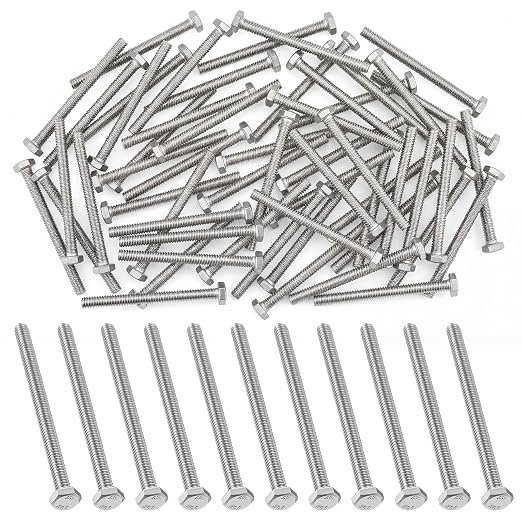 Zonon 50 Pcs 5/16-18 x 3" Hex Head Screw Bolt 18-8 (304) Stainless Steel Hexagon Bolts, Fully Threaded, Plain Finish, External Hex Drive (Silver)