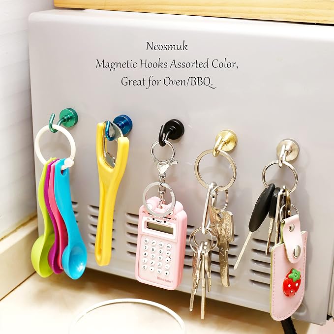 Neosmuk Magnetic Hooks, Cruise Ship Essentials, 30lb+ Heavy Duty Magnetic Hooks for Cruise Cabins, Refrigerator, Grill, Hanging, and Travel | Extra Strong Must-Haves Magnet Hook,Green