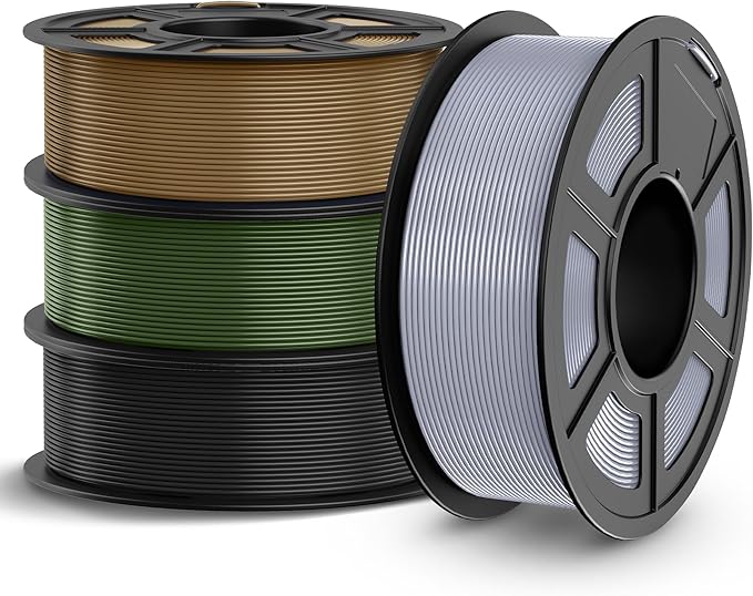TECBEARS PETG Filament 1.75mm 4KG, 3D Printer Filament Bundle PETG, Strong Toughness, 4 * 1KG(1320M) Filament High Precision, Dimensional Accuracy ±0.02mm,Black+Coffee+Sliver+Olive Green