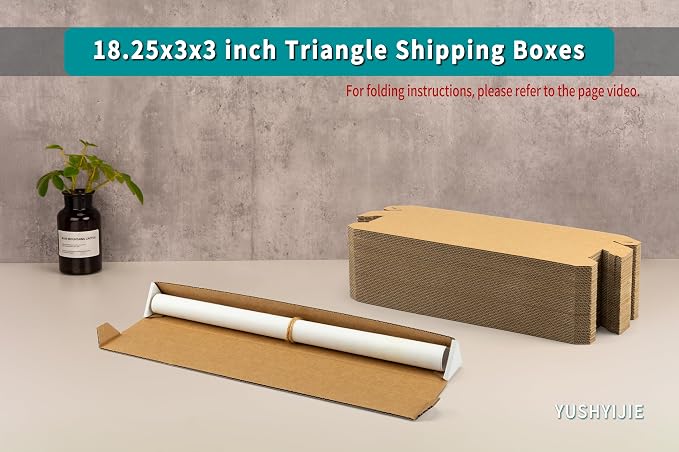 25-Pack Triangle Shipping Tubes, 18.25x3x3 inch Mailer Boxes | White, Corrugated Cardboard Boxes, For Posters, Blueprints, Artwork, Crafts, Mailing, Packaging, Storage