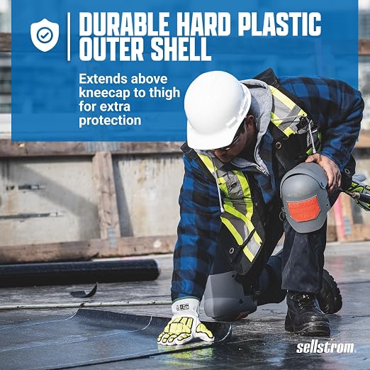 Sellstrom Ultra Flex KneePro Professional Knee Pads for Men & Women with Thick Foam Cushioning & Heavy Duty Hard Outer Shell - Adjustable Straps with Quick-Clips & Ergonomic Metal Hinges - for Construction Work, Gardening, Roofing, Flooring