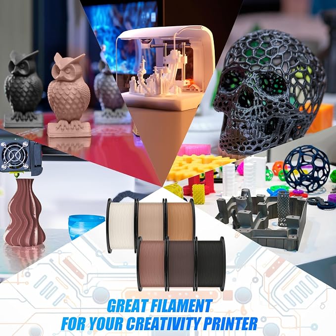Pangda 3D Printer Filament Pla Bundle 1.75mm Multicolor, ±0.02mm Dimensional Accuracy, 3D Printing Filament for DIY Projects, Holiday Crafts(1.5 kg,Earth Color)