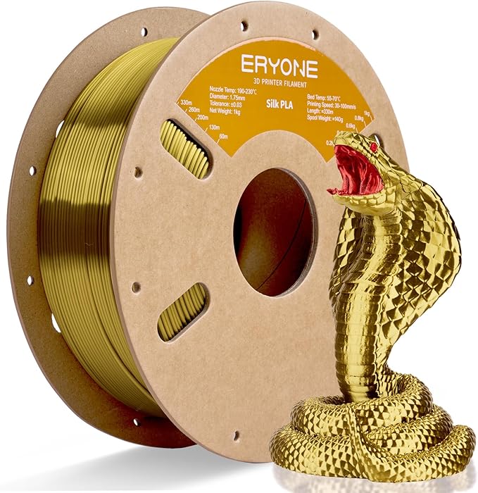 ERYONE Silk PLA Filament for 3D Printer 1.75mm +/- 0.03mm, Shiny Filament 1kg (2.1lbs)/Spool, Brass