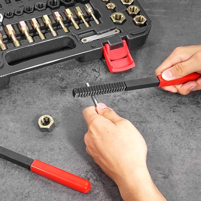 VEVOR Thread Restorer Kit 61Piece Thread Chaser Set - UNC UNF and Metric Thread Restorer Tool wit Thread Files Storage Case - Heat Treated Steel for Mechanics DIY Enthusiasts