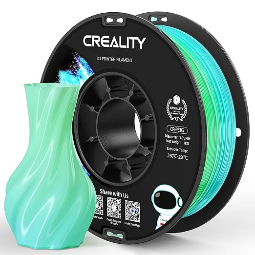Official Creality PETG 3D Printer Filament 1.75mm 1KG (2.2lbs), Translucent Dual Color Gradient Blue to Green, High Precision, Strong Toughness 3D Printing CR PETG Filament, Gradient Blue Green