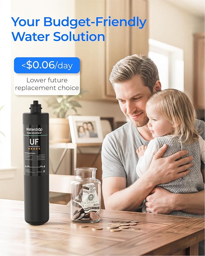 Waterdrop 15UA Under Sink Water Filter System and Waterdrop RF15-UF 0.01 Micron Replacement Filter Cartridge for 15UA/15UA-UF/15UB/15UB-UF/15UC/15UC-UF Under Sink Water Filter