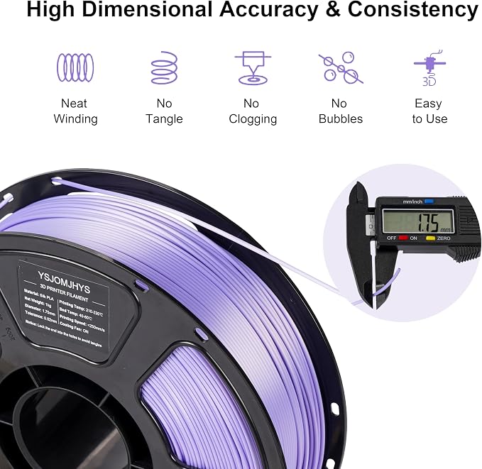 Silk PLA Filament 1.75mm Bundle 6KG, Shiny 3D Printer Filament Set, Dimensional Accuracy +/- 0.02mm, Individually Vacuum Packed, Smooth Silky 3D Printing Filament Pack, 6 Spools 1KG Each