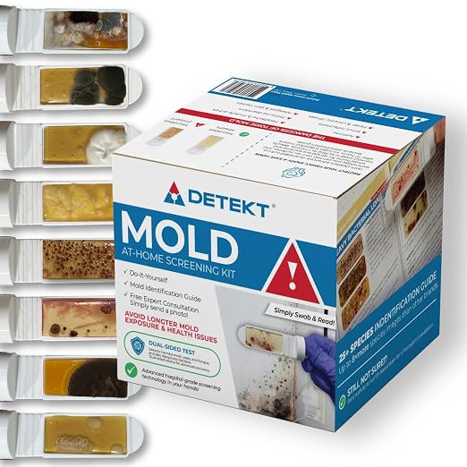 Mold Screening & Indoor Air Quality Test for Home by Detekt (20pc) - Simple Mold Detection Tests - HVAC, Surfaces, & Air Quality - DIY Kits Includes Species Identification Guide & Free Consultation