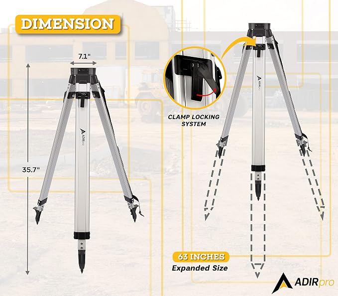 AdirPro Aluminum 5/8-Inch 11-Threaded Flat Head Tripod with Quick Clamp (Black)