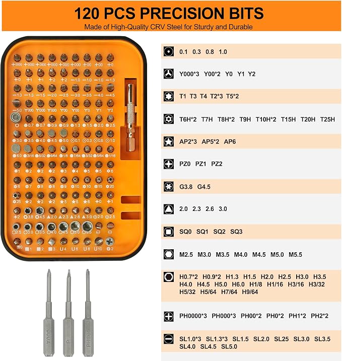 GMTOOLS Precision Screwdriver Set, 130 in 1 Electronics Magnetic Screwdriver Set with 120 bits Repair Tool Kit for Computer, PC, Laptop, Phone, Mac, Tablet, Home DIY, Game Consoles, Glasses, Watch