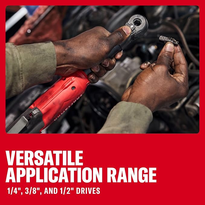 CRAFTSMAN V20 Electric Ratchet, Extended Reach, Cordless 3/8 Ratchet with Multi-Size 1/4 and 1/2 Drive Interchangeable Anvils, LED Light, 300 RPM, 40 ft-lbs Torque, Battery Not Included (CMCF936B)