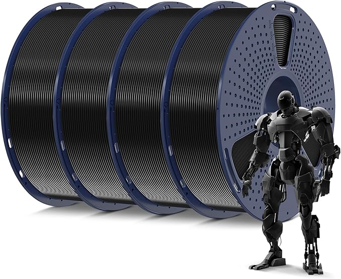 SUNLU 4kg PLA 3D Printer Filament Bundle, Neatly Wound PLA Filament 1.75mm ±0.02mm, Individually Vacuum Packed, 4kg in Total, 1kg per Spool, 4 Pack, 4000g, 4Black