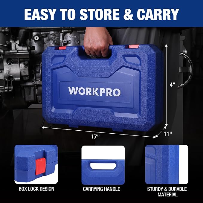 WORKPRO 9-Way Slide Hammer Puller Set, 27-Piece Slide Hammer Kit, Wheel Bearing Removal Tool for Front Hub & Rear Axle, Heavy Duty Bearing Puller Set with Carry Box