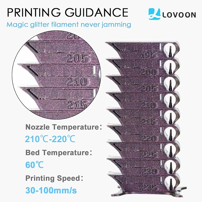 LOVOON 3D PLA Filament 1.75mm Sparkle Glitter, Burnt Titanium 3D Printer Filament, Sparkle in Sunlight Filament, Subtle Glitter Color Change, Galaxy Wine Red, 1KG(2.2lbs)/Spool