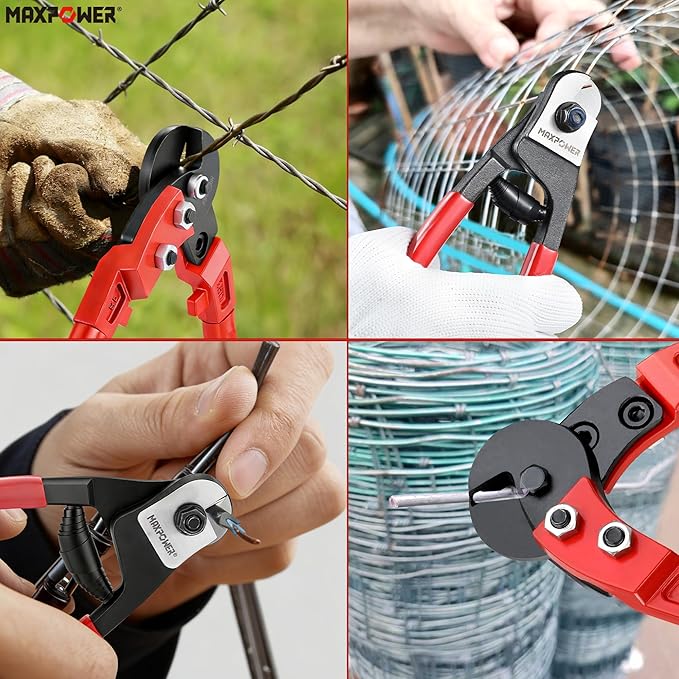MAXPOWER Steel Cable Cutters, 8" Wire Cutter & 18” Wire Rope Cutter for Hard Wire Ropes, Stainless Steel Wire Seals Aircraft Bicycle