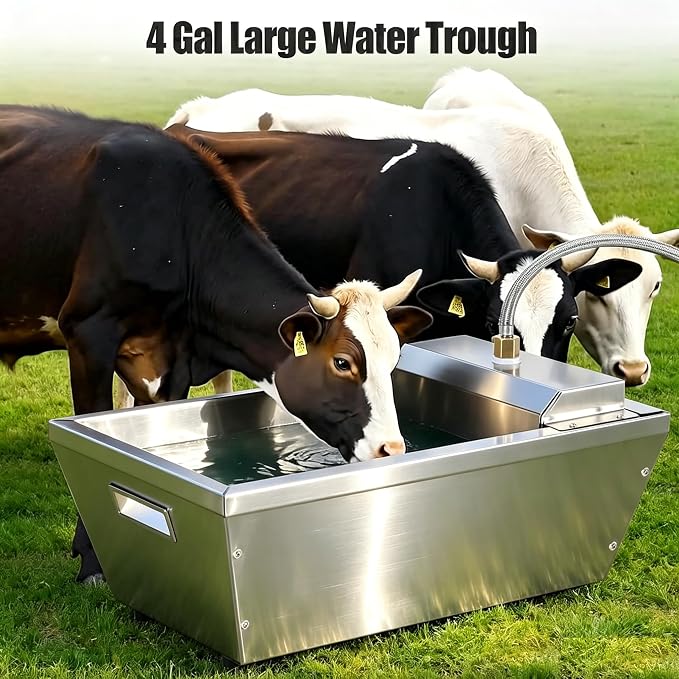 4Gal Dog Water Bowl Dispenser Large Breed Outdoor Automatic Livestock Water Trough Livestock Waterer for Large Dogs Goat Sheep Cow Horse