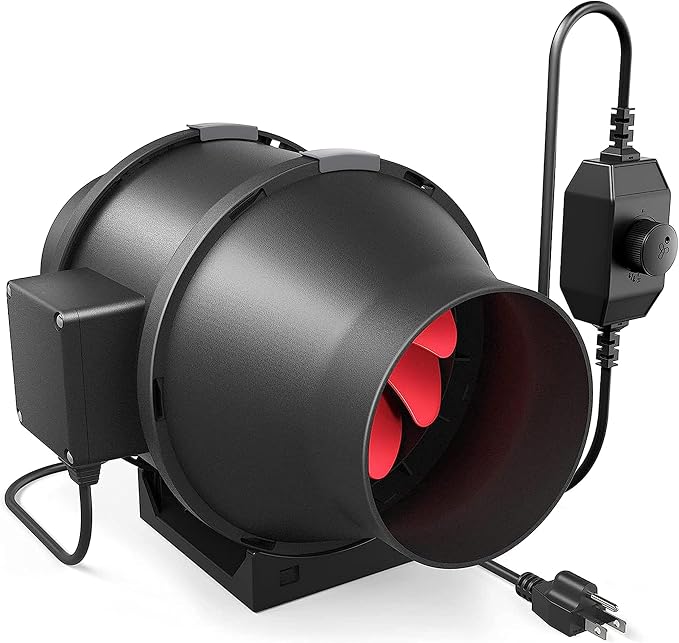 iPower 4 Inch 200 CFM Exhaust Inline Duct Fan with Variable Speed Controller HVAC Ventilation Blower for Grow Tents Garden
