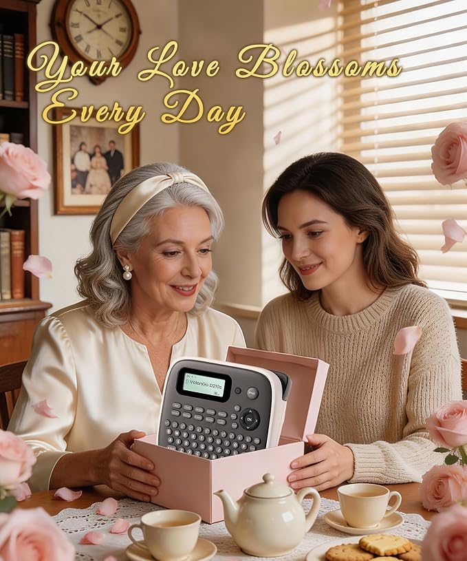 Label Maker Machine with Tape, Label Maker Waterproof Labels 12mm, D210s Laminated Labeler Machine, Multi Icons Borders & One-Touch Keys, Labelmaker for Home Use/School Office Supplies