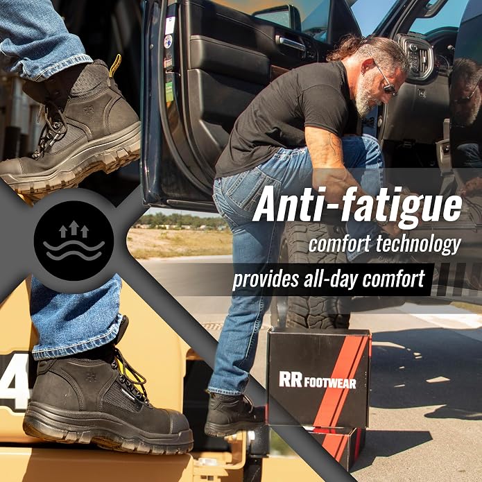 ROCKROOSTER Stowe - Men's Work Safety Boots Composite Toe ASTM F2413-18 M/I/C EH, Lightweight Slip Resistant Industrial Boots, Nubuck Leather with HYDROGUARD Waterproof Lining CP212