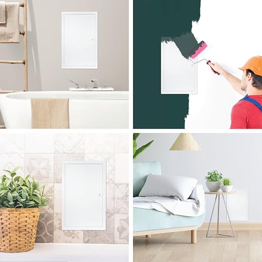 12" x 20" White Metal Access Panel - Wall Access Panel for Drywall - Hidden Wire Cover for Wall Covering Panels - Plumbing, Electricity, Heating Alarm, Bathroom, Dry Wall Hole Cover