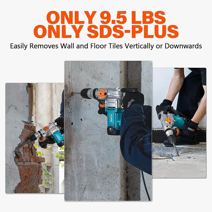 Berserker 1-1/8" SDS-Plus Rotary Hammer Drill for Concrete 26FA | 1050W 9 Amp 3 Functions 9.5 lb. Corded Electric Safety Clutch Rotomartillo for Masonry Cement Wall Drilling, Tile Removal