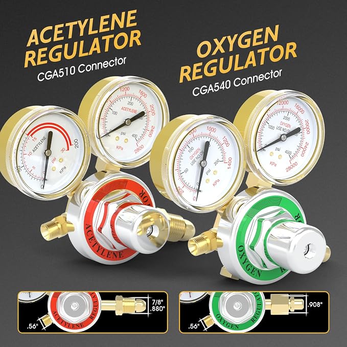TOOLIOM Oxygen & Acetylene Torch Kit, Gas Cutting Welding Torch Set Welder Tools with Regulator Gauges Nozzles Hose
