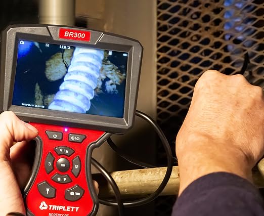 Triplett BR300 High Definition Forward View Videoscope with Waterproof 5.5mm Camera and 5" Color LCD Display